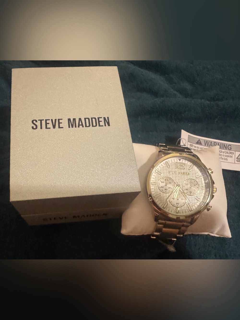 Steve Madden Gold Tone Textured Dial Bracelet Watch